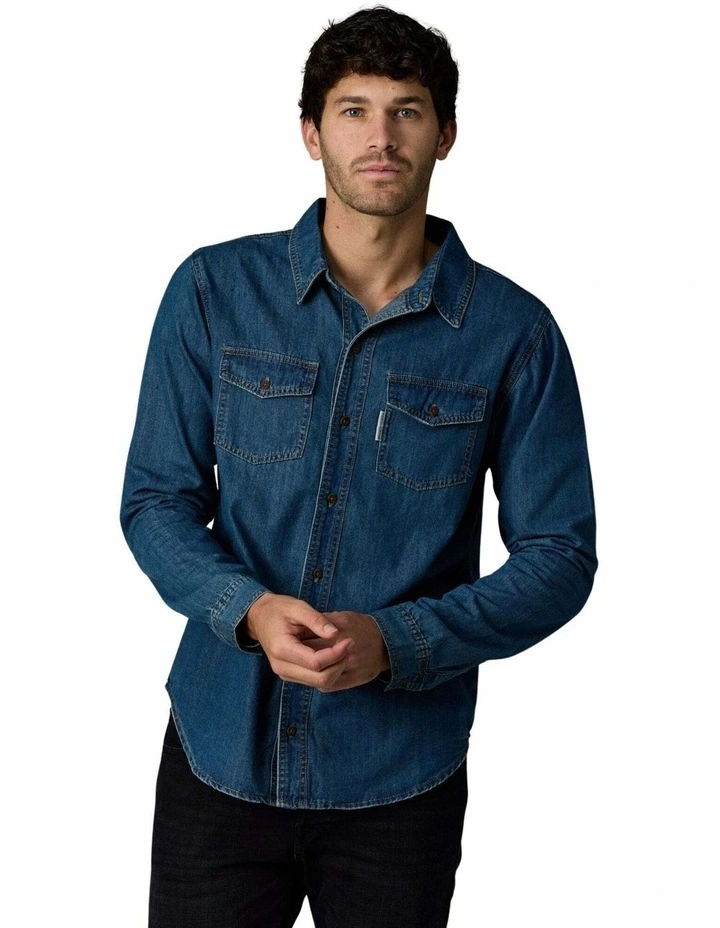 Long Sleeve Denim Shirt Dark Wash image 1