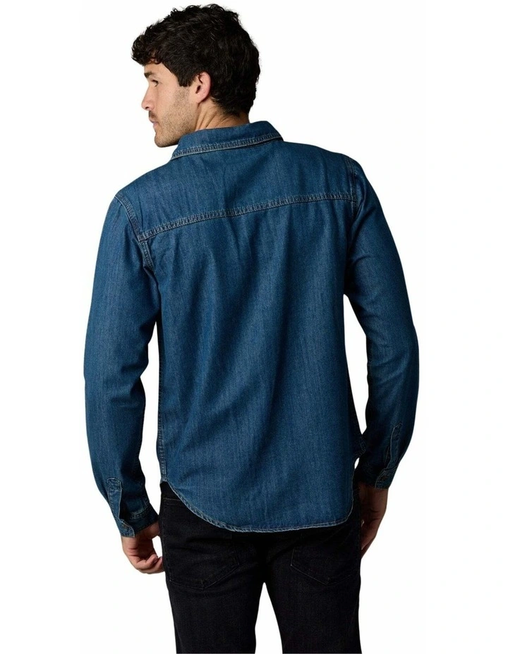 Long Sleeve Denim Shirt Dark Wash image 2