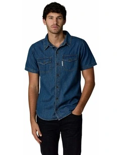 Short Sleeve Denim Shirt Dark Wash