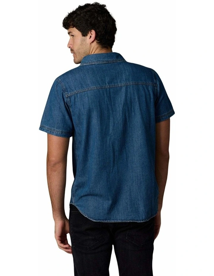 Short Sleeve Denim Shirt Dark Wash image 2