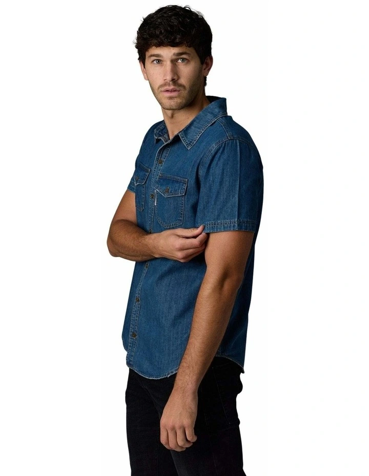 Short Sleeve Denim Shirt Dark Wash image 4