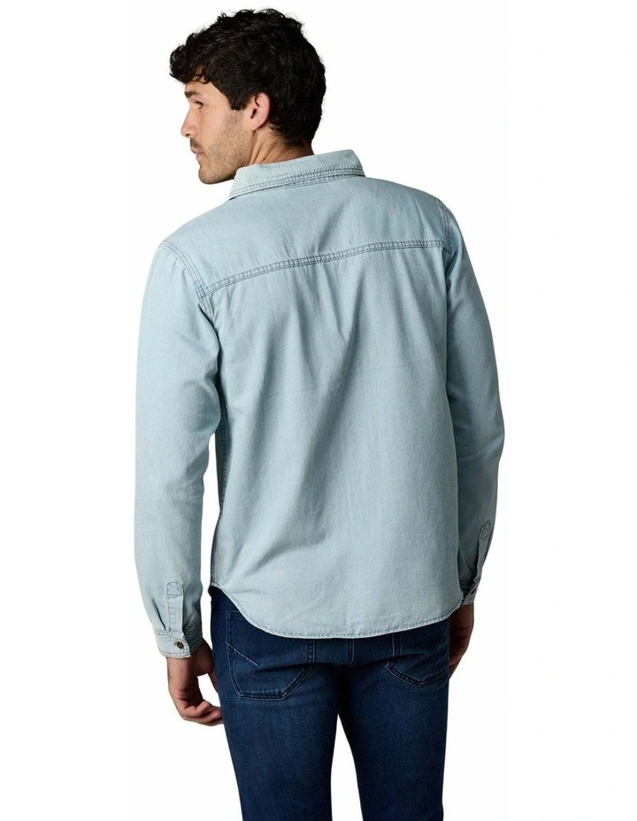 Long Sleeve Denim Shirt Light Wash image 2