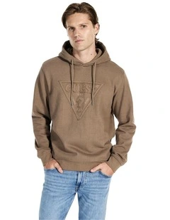 Raw Patch Hoodie Sweatshirt in Brown Logo