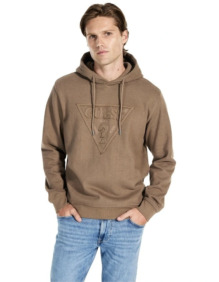 Raw Patch Hoodie Sweatshirt in Brown Logo image 1