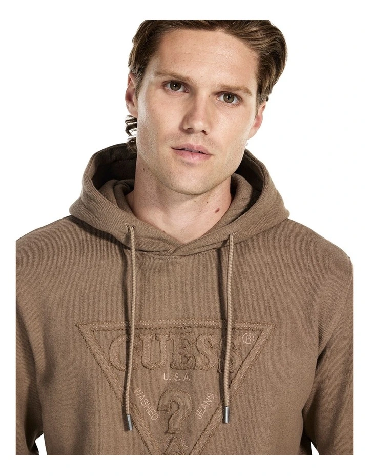 Raw Patch Hoodie Sweatshirt in Brown Logo image 5