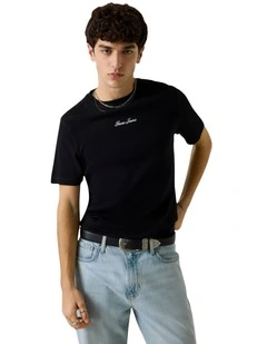 Guess Jeans Slim Fit Ribbed T-Shirt in Black