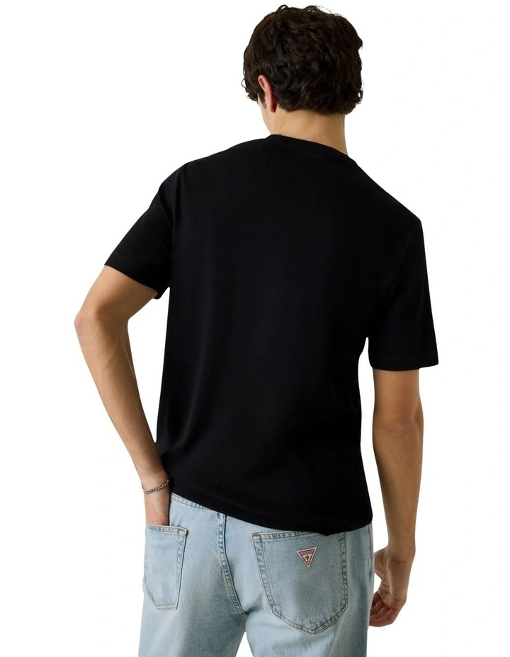 Guess Jeans Slim Fit Ribbed T-Shirt in Black image 4