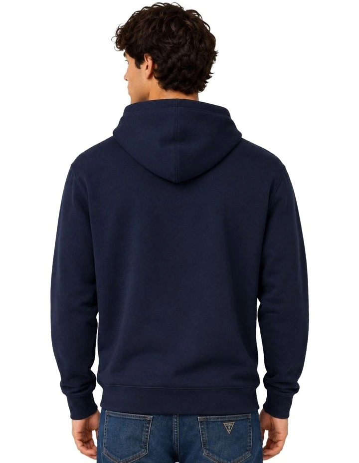 Blue Textured Patch Logo Hoodie image 2