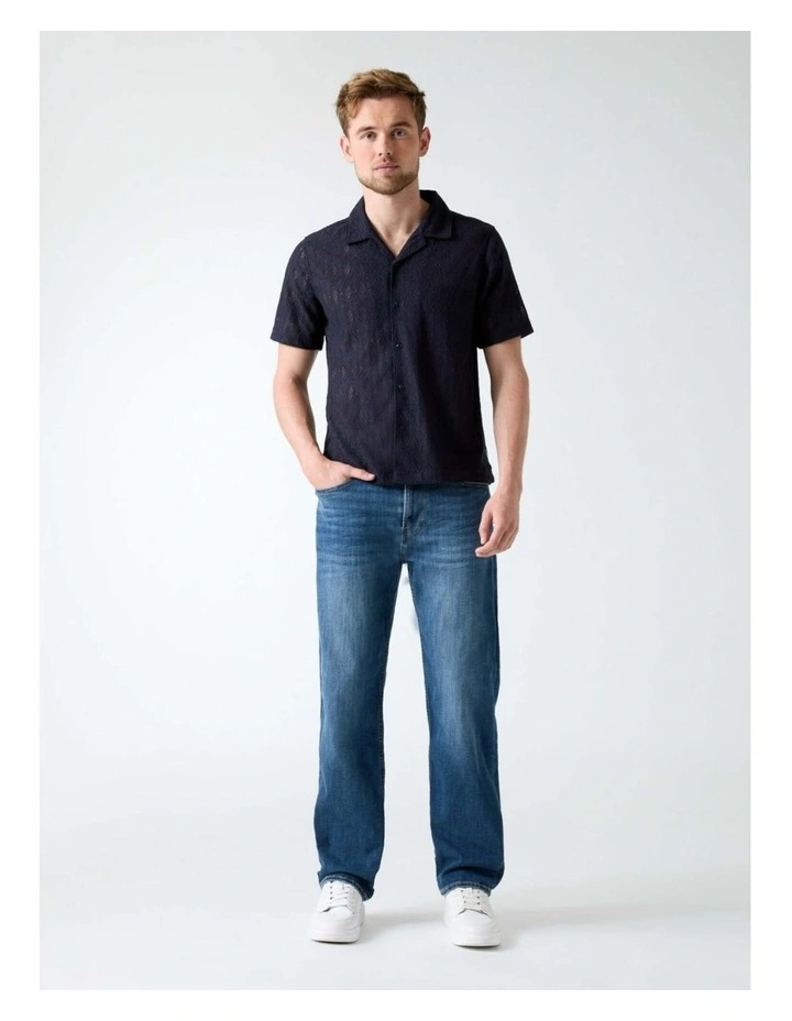 Coastal Crochet Resort Shirt in Blue image 2