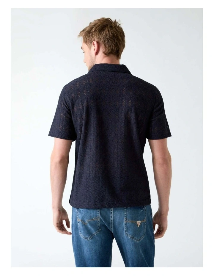 Coastal Crochet Resort Shirt in Blue image 5
