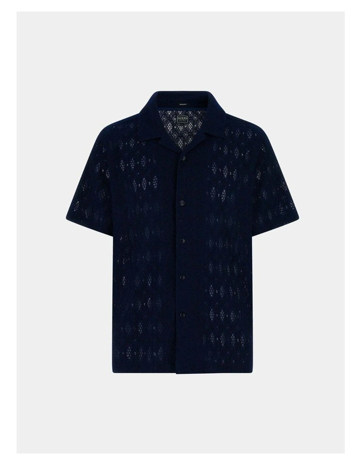 Coastal Crochet Resort Shirt in Blue image 7