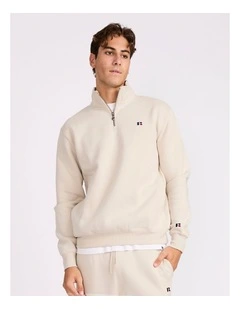 R Logo Men's Quarter Zip - Stone