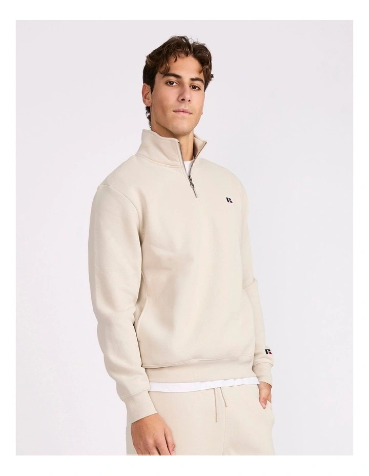 R Logo Men's Quarter Zip - Stone image 2