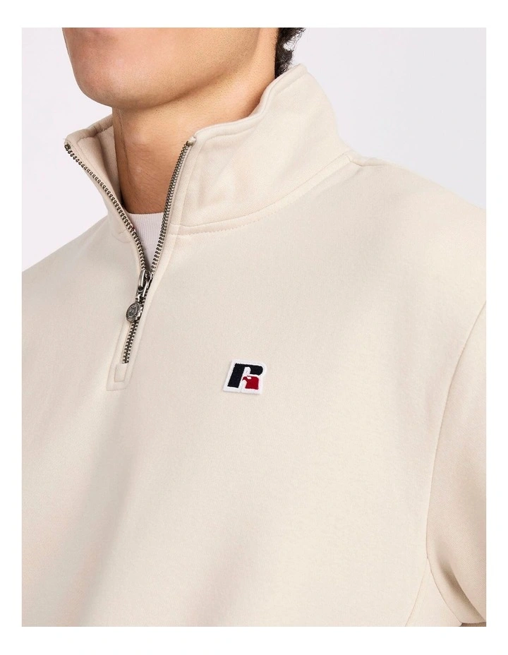 R Logo Men's Quarter Zip - Stone image 4