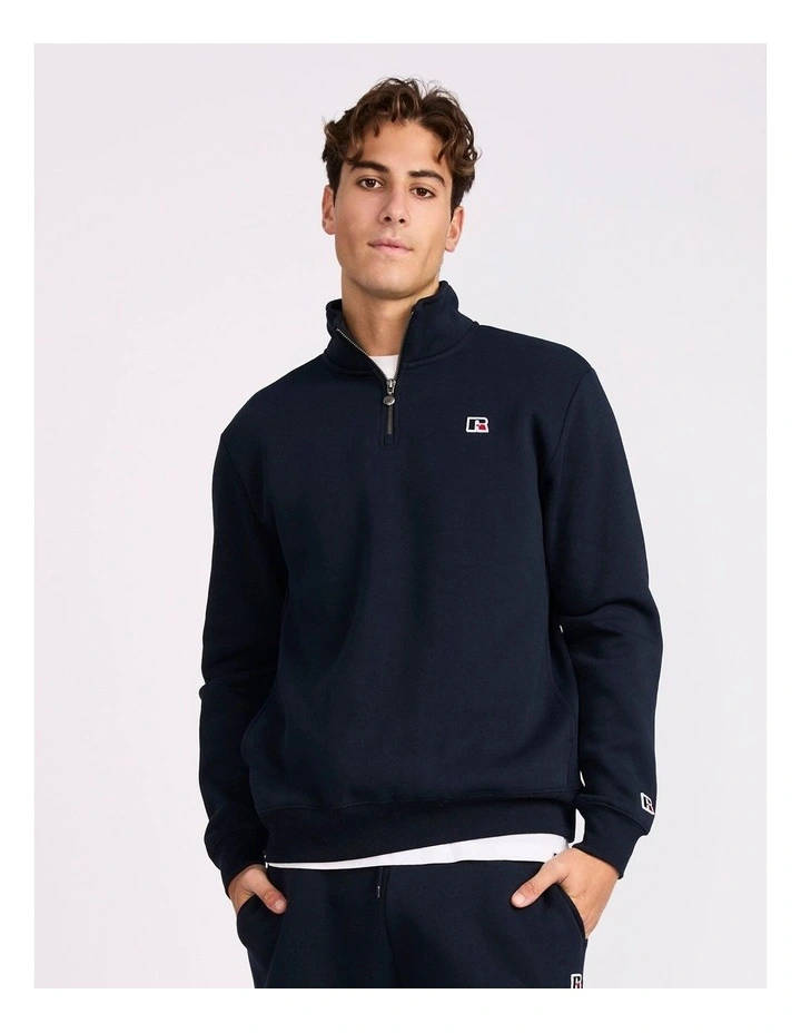 R Logo Men's Quarter Zip - Michigan Navy image 1