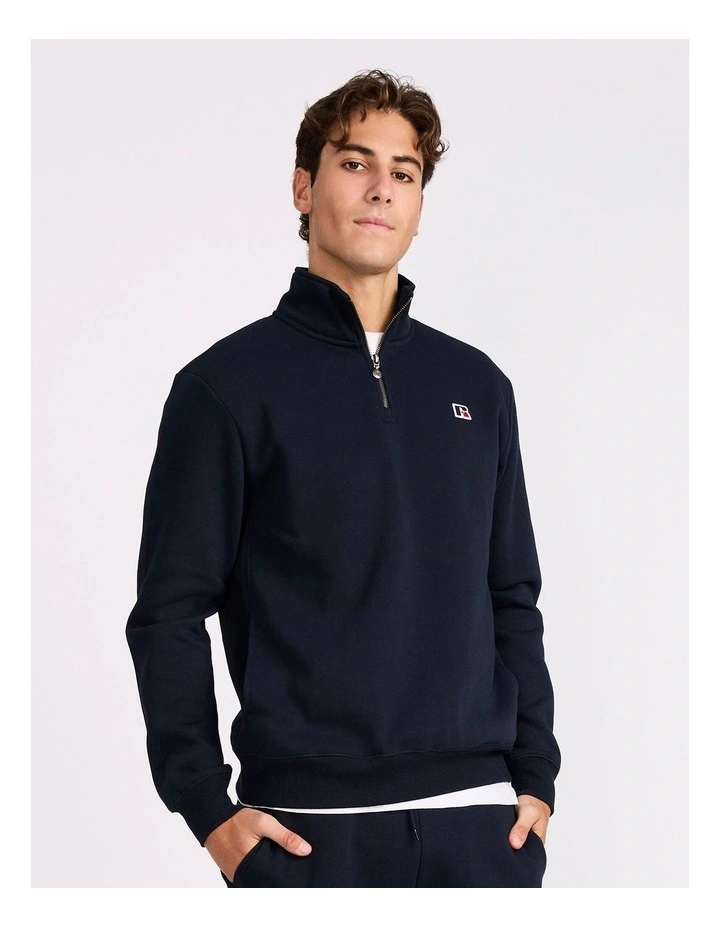 R Logo Men's Quarter Zip - Michigan Navy image 2