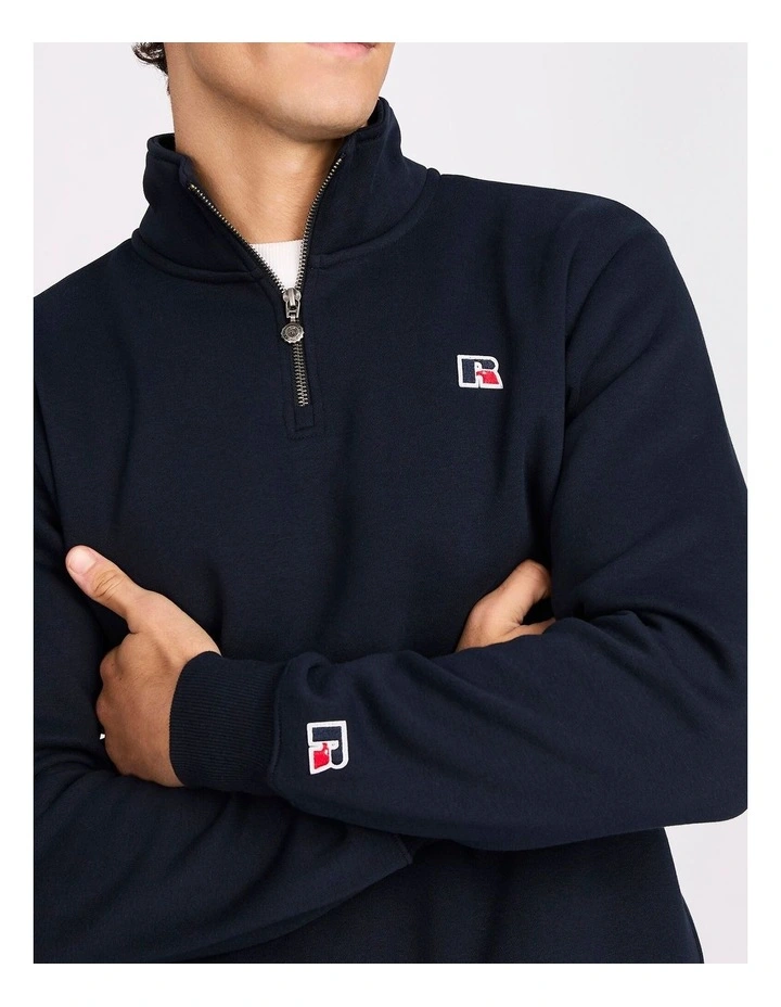R Logo Men's Quarter Zip - Michigan Navy image 4
