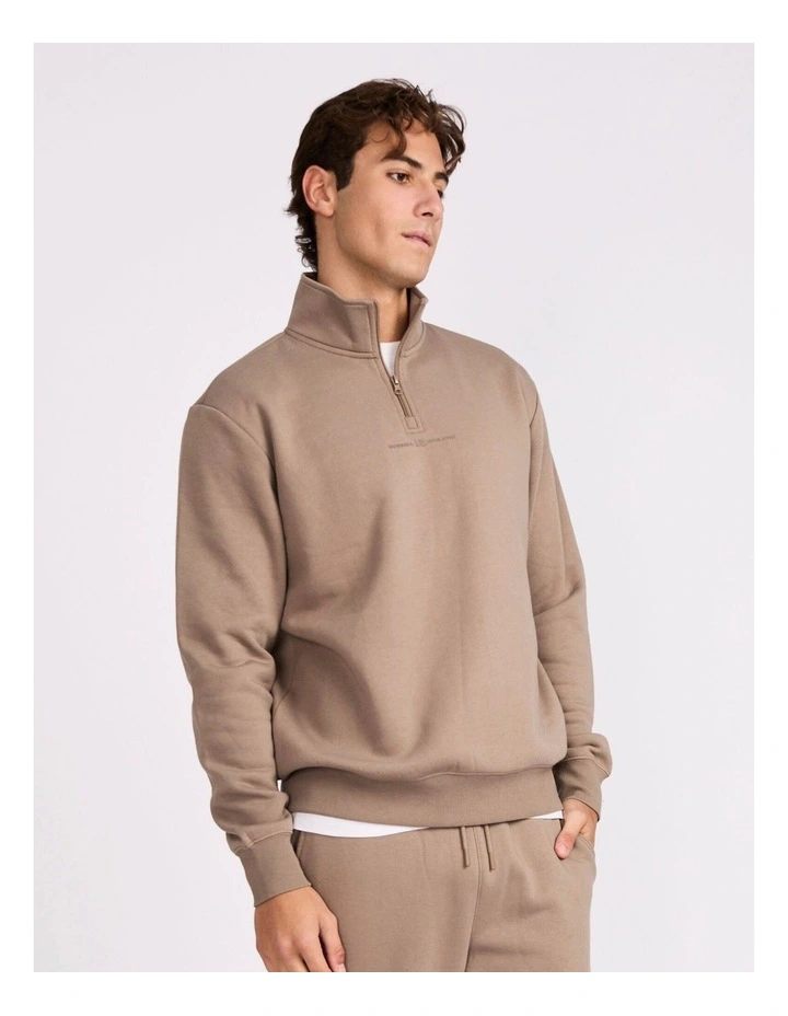 Brooklyn Men's Quarter Zip - Mocha image 2