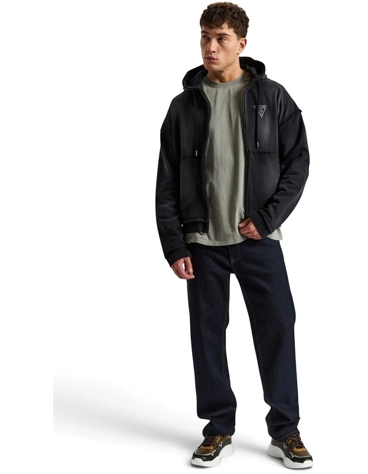 Guess Originals Triangle Logo Zip-Up Hoodie in Black image 2