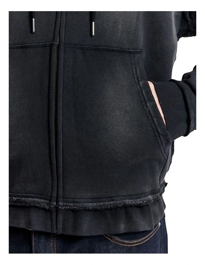 Guess Originals Triangle Logo Zip-Up Hoodie in Black image 4