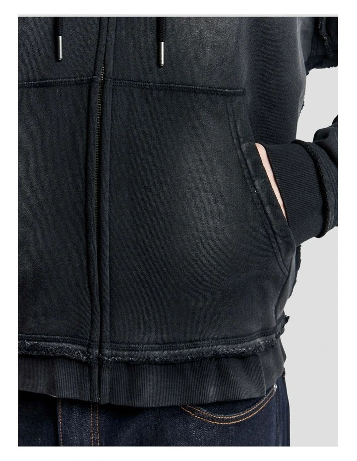 Guess Originals Triangle Logo Zip-Up Hoodie in Black image 5