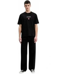 Short Sleeve Oversized Baker Logo T-Shirt in Black