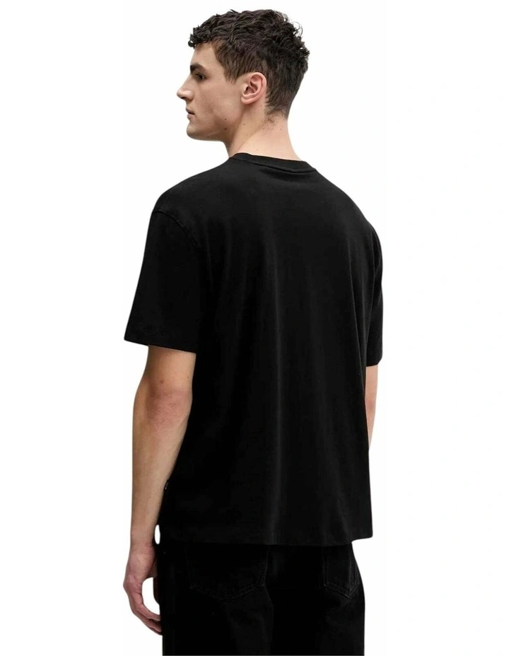 Short Sleeve Oversized Baker Logo T-Shirt in Black image 2