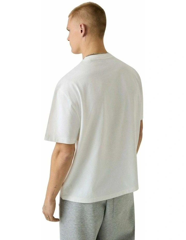 Short Sleeve Oversized Baker Logo T-Shirt in White image 4