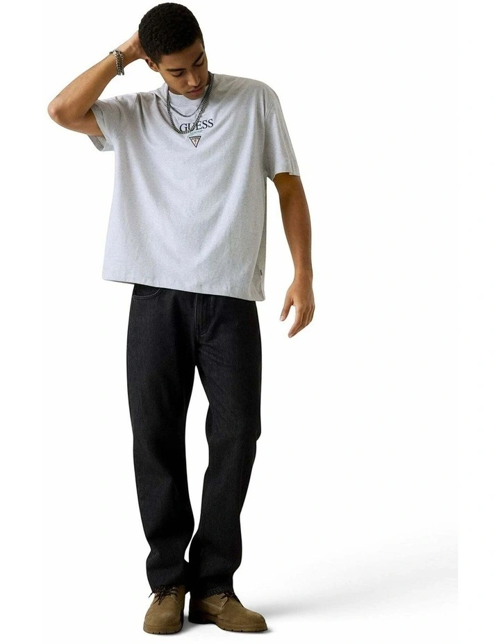 Short Sleeve Oversized Baker Logo T-Shirt in Grey image 2
