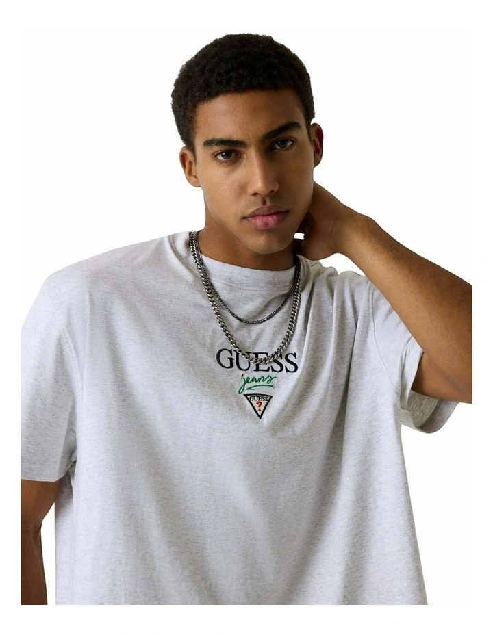 Short Sleeve Oversized Baker Logo T-Shirt in Grey image 3