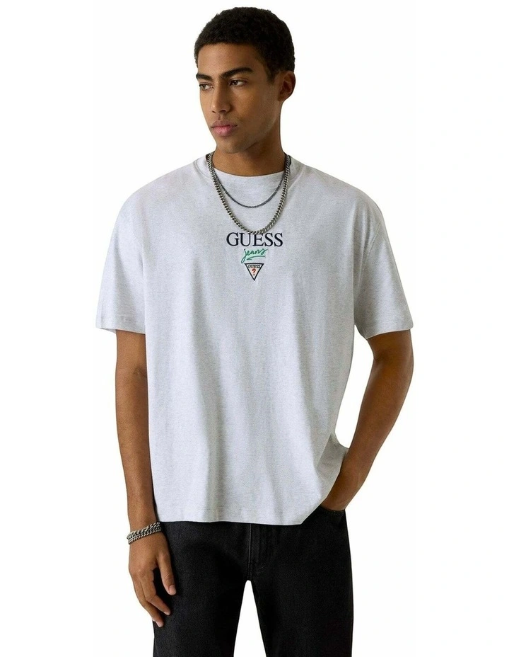 Short Sleeve Oversized Baker Logo T-Shirt in Grey image 5