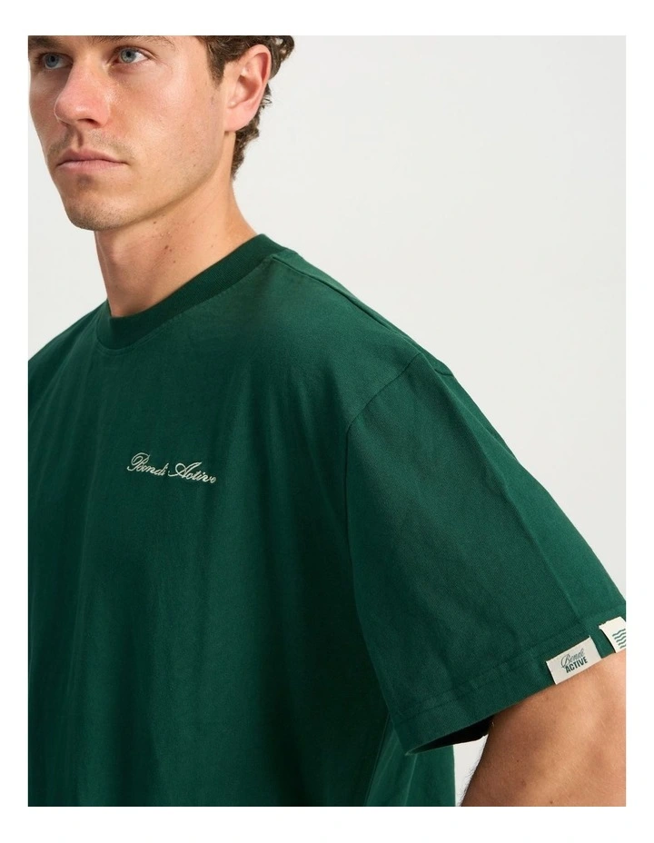 Cursive Tee in Deep Green image 3