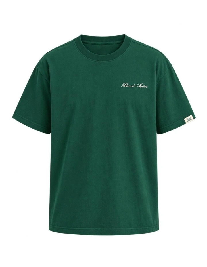 Cursive Tee in Deep Green image 5