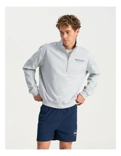 1/4 Zip Sweat in Grey Marle