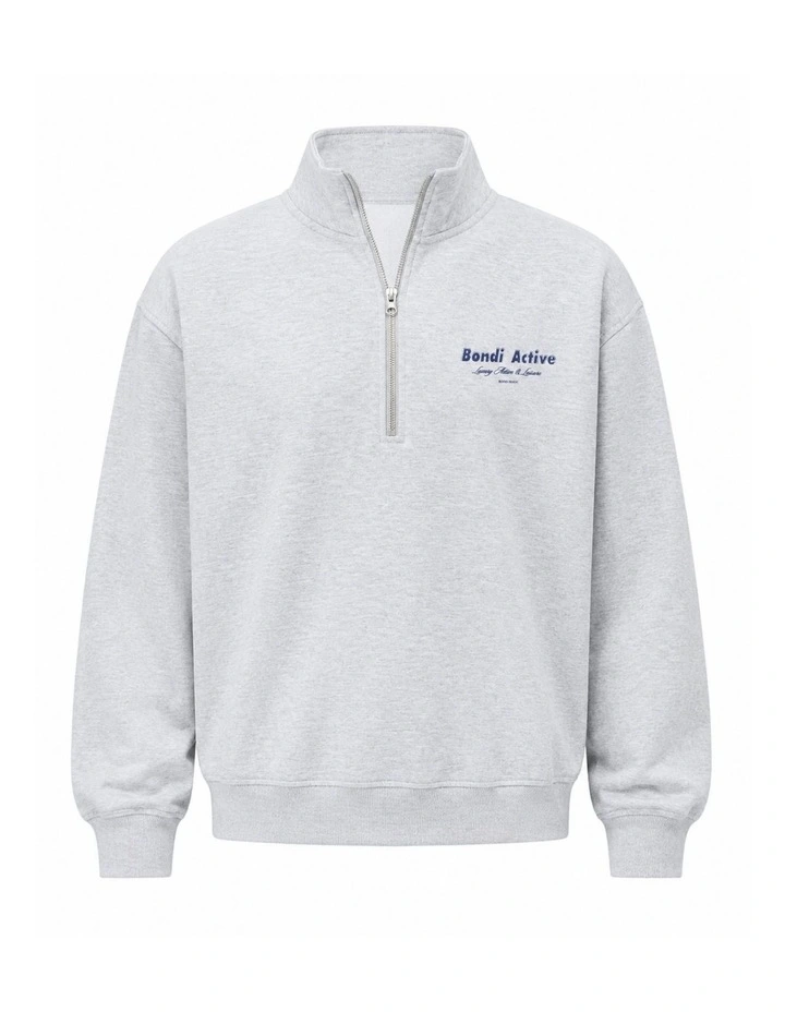1/4 Zip Sweat in Grey Marle image 7
