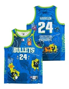 Brisbane Bullets 25/26 Space Jam Tyrell Harrison Jersey Pack of 2 in Blue