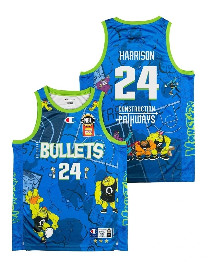 Brisbane Bullets 25/26 Space Jam Tyrell Harrison Jersey Pack of 2 in Blue image 1