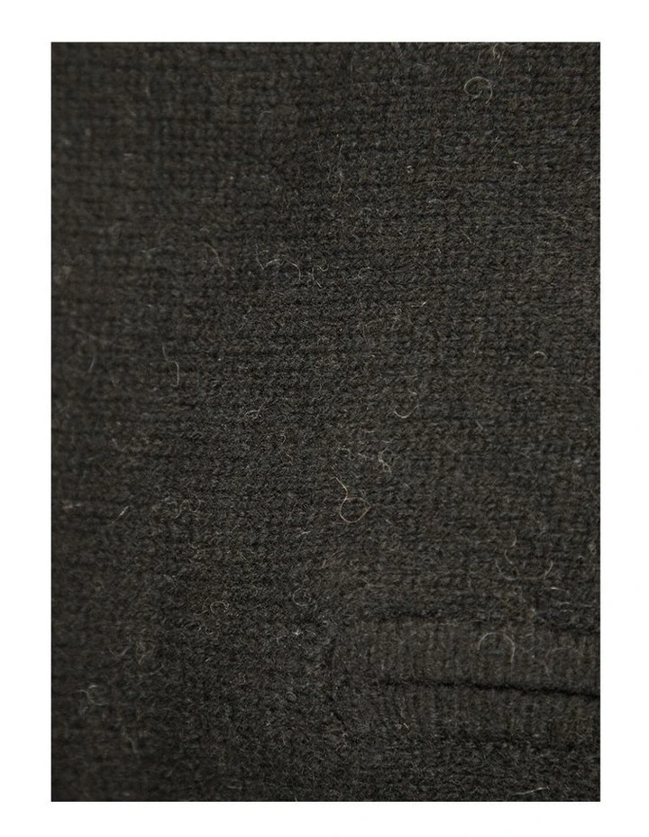 100% Shetland Ragg Wool Half Zip Up Knit Jumper in Plain Black image 4