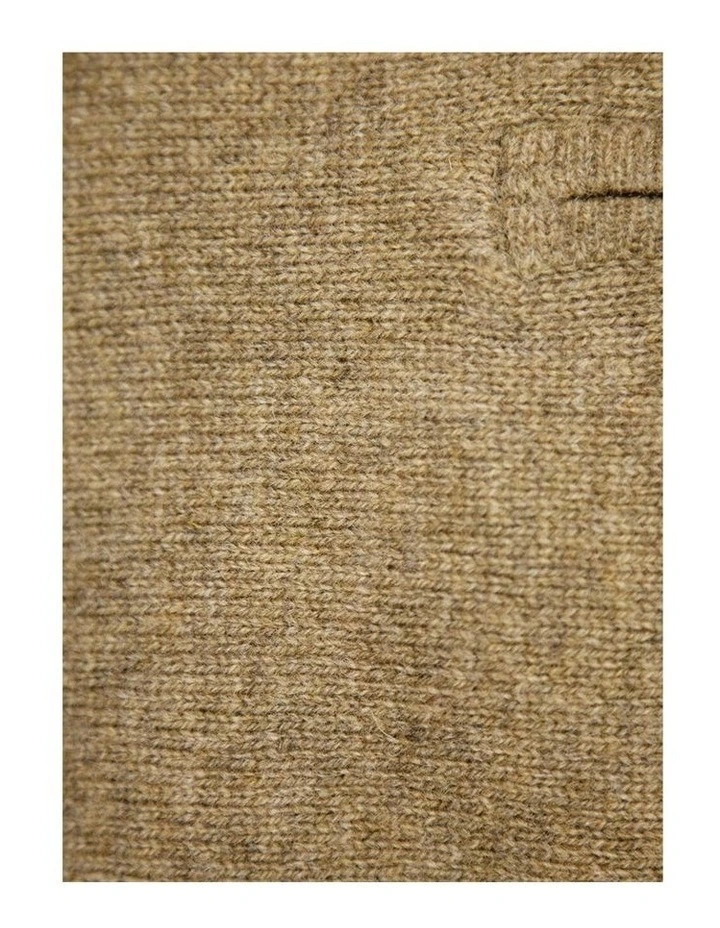 100% Shetland Ragg Wool Half Zip Up Knit Jumper in Nutmeg image 5