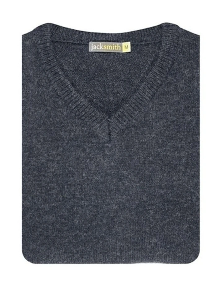 100% Shetland Ragg Wool V Neck Knit Jumper Pullover Mens Sweater Knitted in Navy image 3