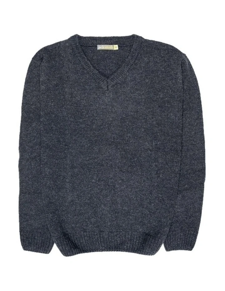 100% Shetland Ragg Wool V Neck Knit Jumper Pullover Mens Sweater Knitted in Navy image 4