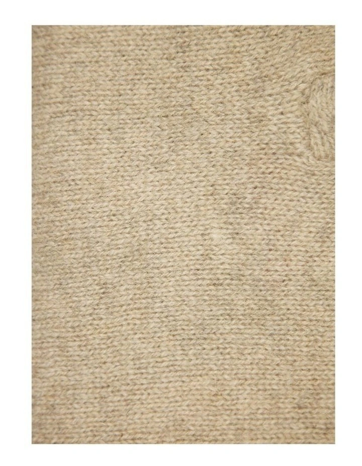 100% Shetland Ragg Wool Half Zip Up Knit Jumper in Oat Marle image 5