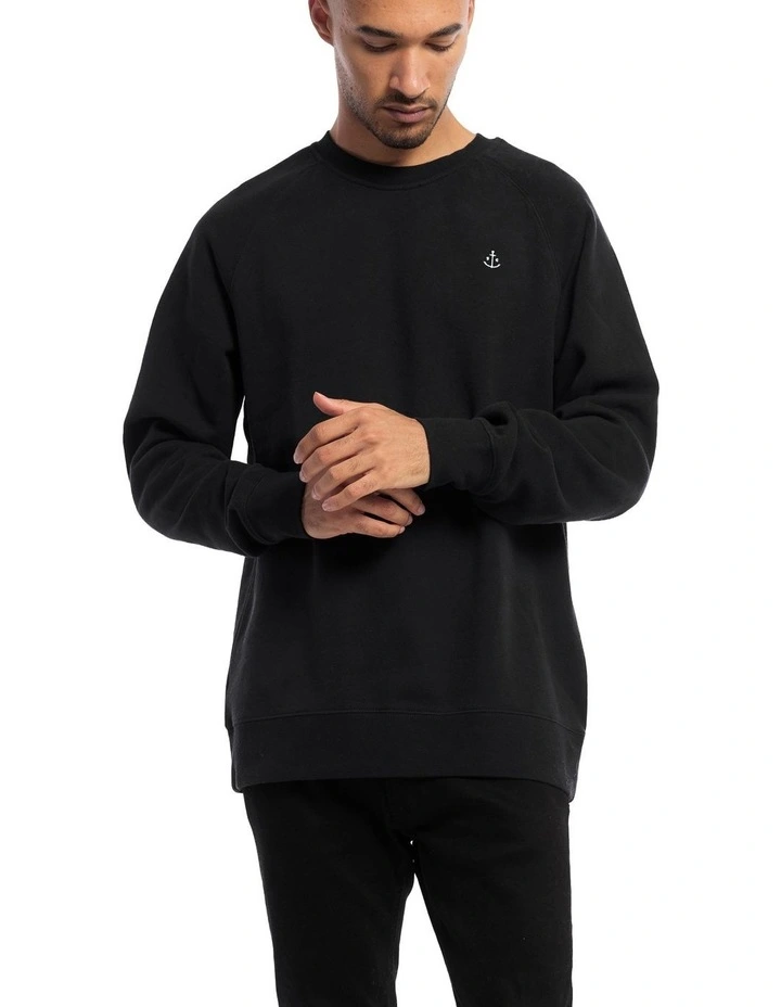Stock & Co Anchor Embroidery Crewneck in Black image 3