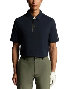 Shank Button Golf Polo Shirt in Blue