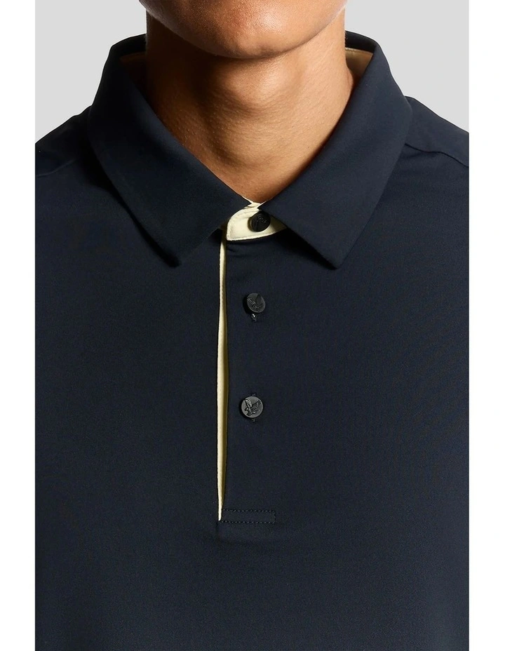 Shank Button Golf Polo Shirt in Blue image 3