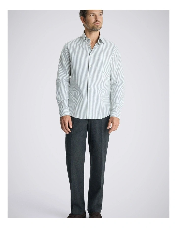 Green Stripe Washed Cotton Oxford Shirt image 3