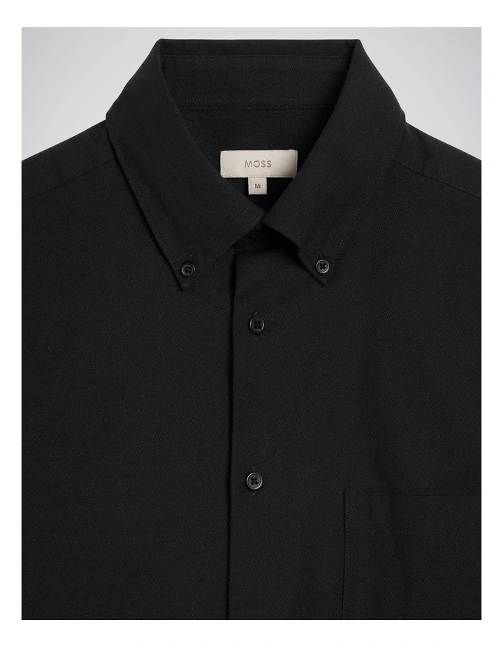 Black Washed Cotton Oxford Shirt image 4