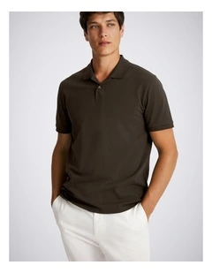 Brown Cotton Pique Polo Shirt