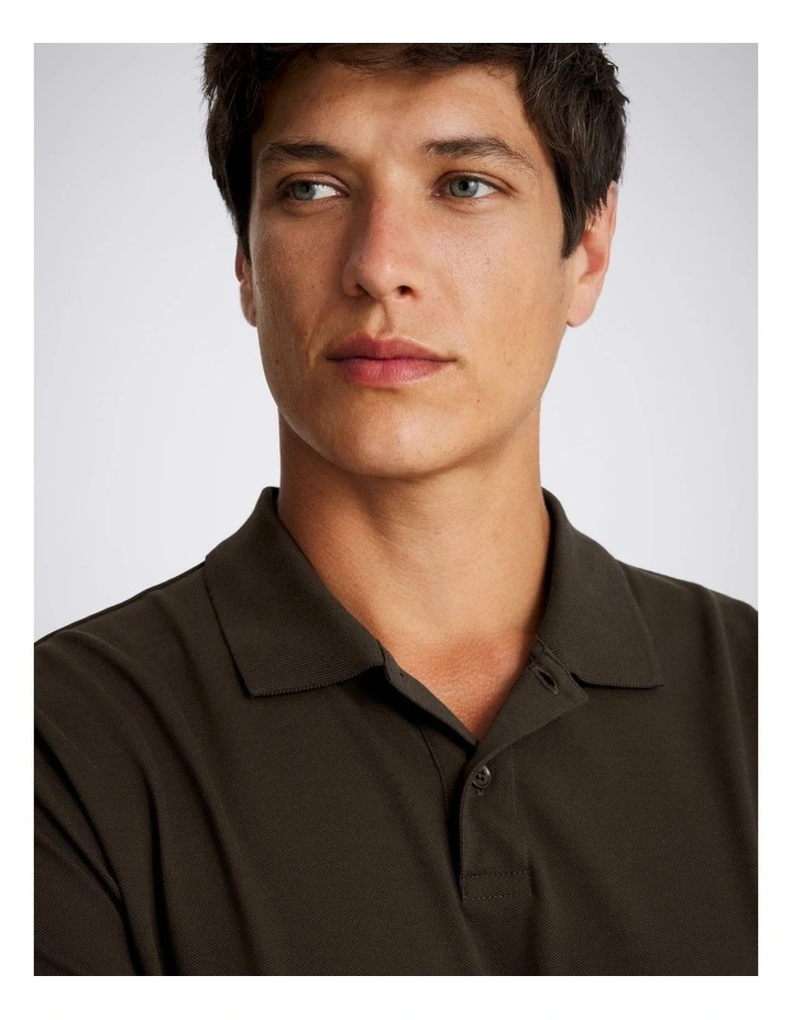 Brown Cotton Pique Polo Shirt image 2