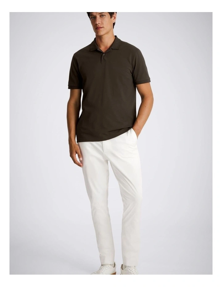 Brown Cotton Pique Polo Shirt image 3